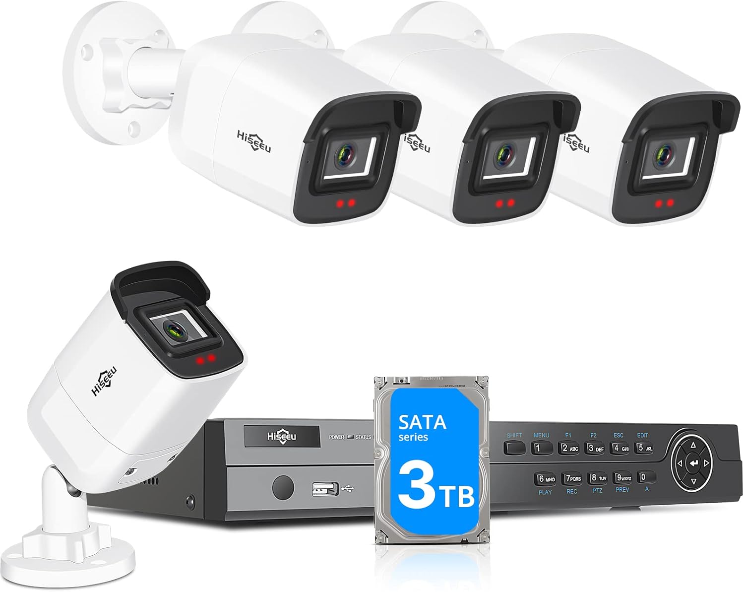 4K PoE 8CH 8MP NVR Security Camera System with 4Pcs Outdoor Bullet Cameras, 3TB Hard Drive, 100ft Night Vision, IP67 Waterproof X96099