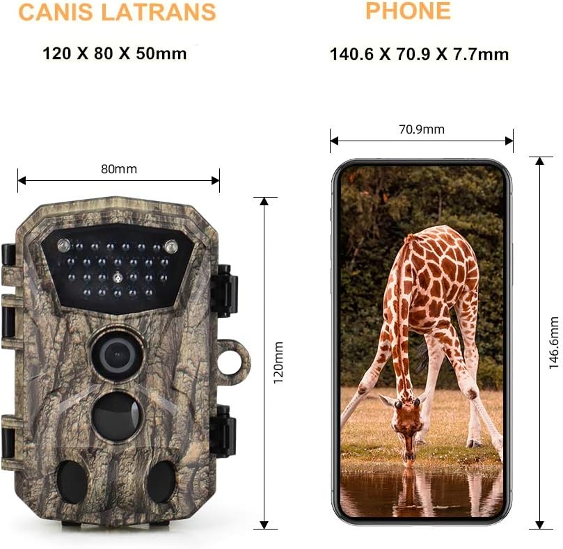 Mini Trail Camera 1080P HD Waterproof Wildlife Scouting Hunting Cam with 120° Wide Angle Lens and Night Vision 2.4” LCD IR LEDs 18MP IP66 H24537