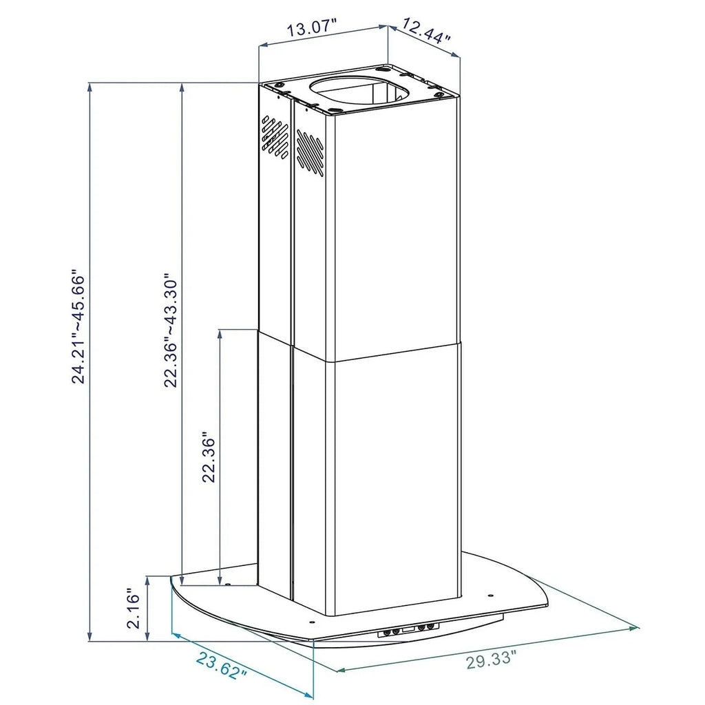 30" 475 CFM Convertible Stainless Steel Island Range Hood P5348