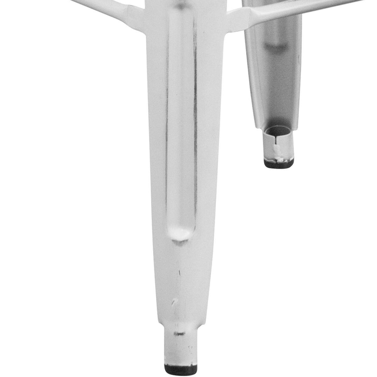 4 Pack 30" High Backless Distressed White Metal Barstool Q8016