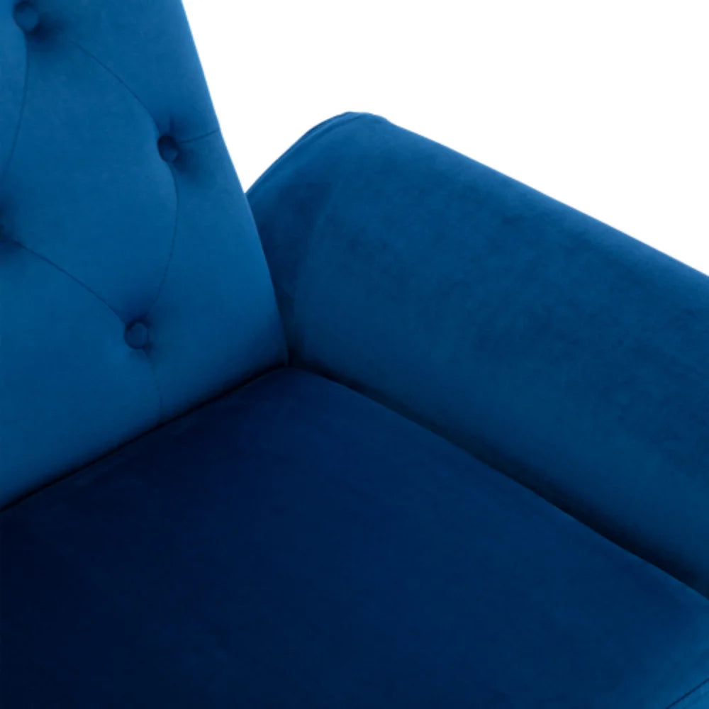 Navy Velvet Accent Chair with Ottoman Q400