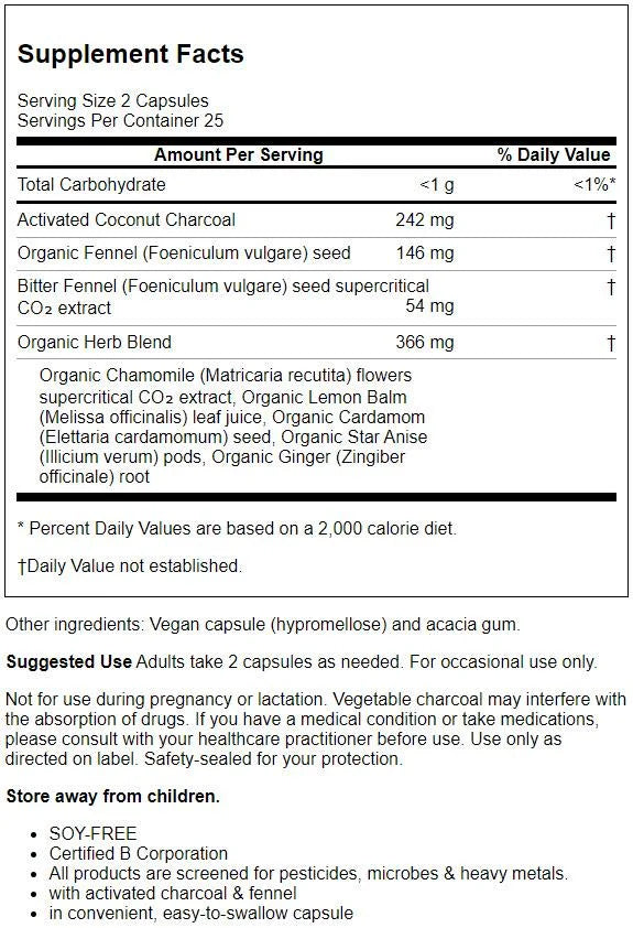 50 Vegan Capsules Gas & Bloating X6582