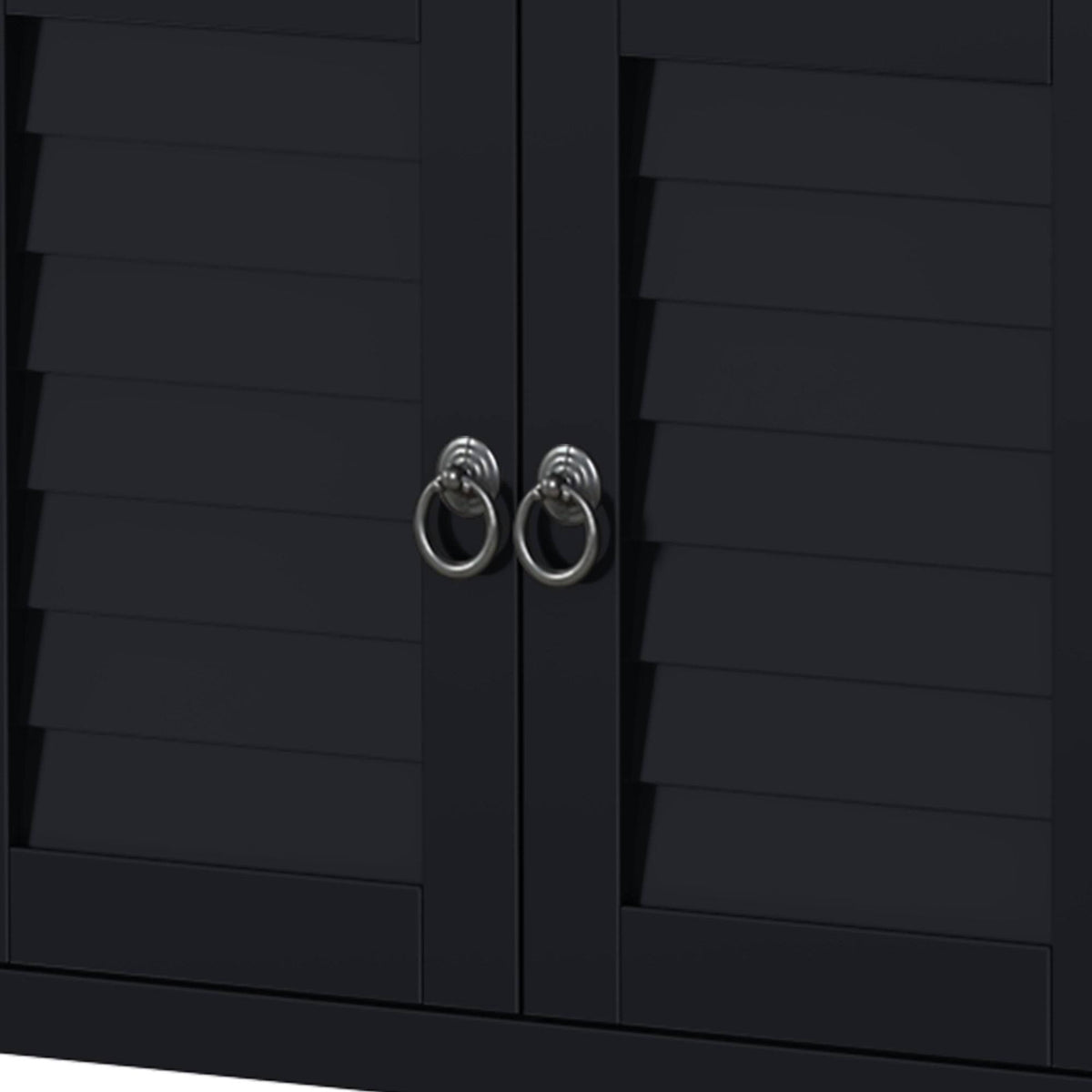 Black Console Table with 6 Drawer and 1 Cabinet and 1 Shelf P9649