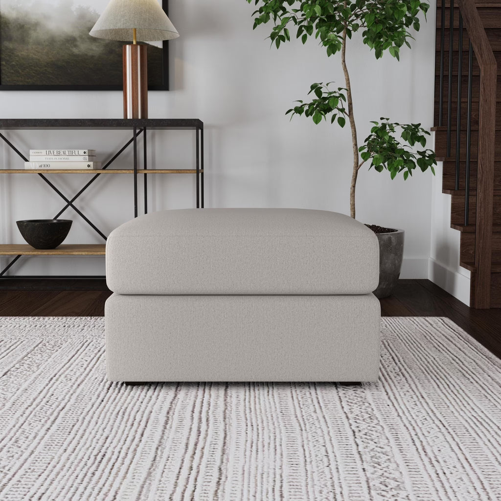 Light Tan Fabric Ottoman K355