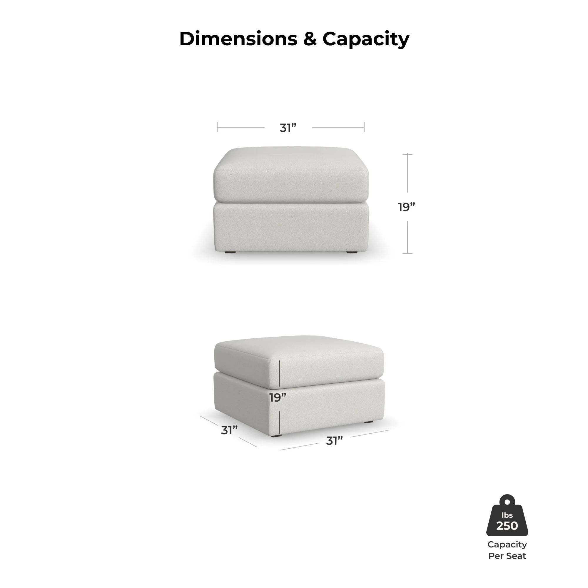 Light Tan Fabric Ottoman K355