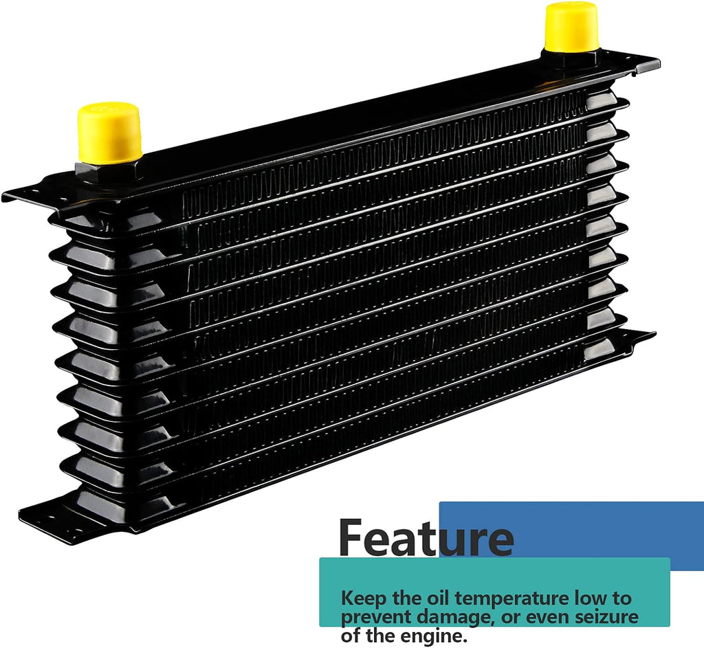 15 Row AN10 Oil Cooler Kit Universal Aluminium Alloy Black D7066