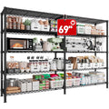 Black 5 Tier Heavy Duty Wire Shelving Unit P751