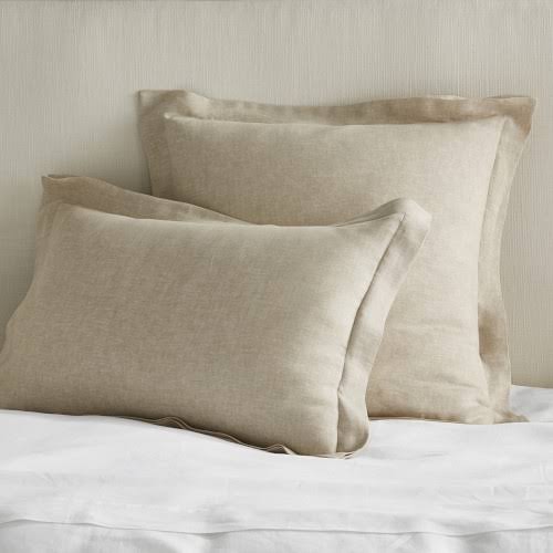 Linen Duvet Cover & Shams, Euro Sham, Flax Z9640