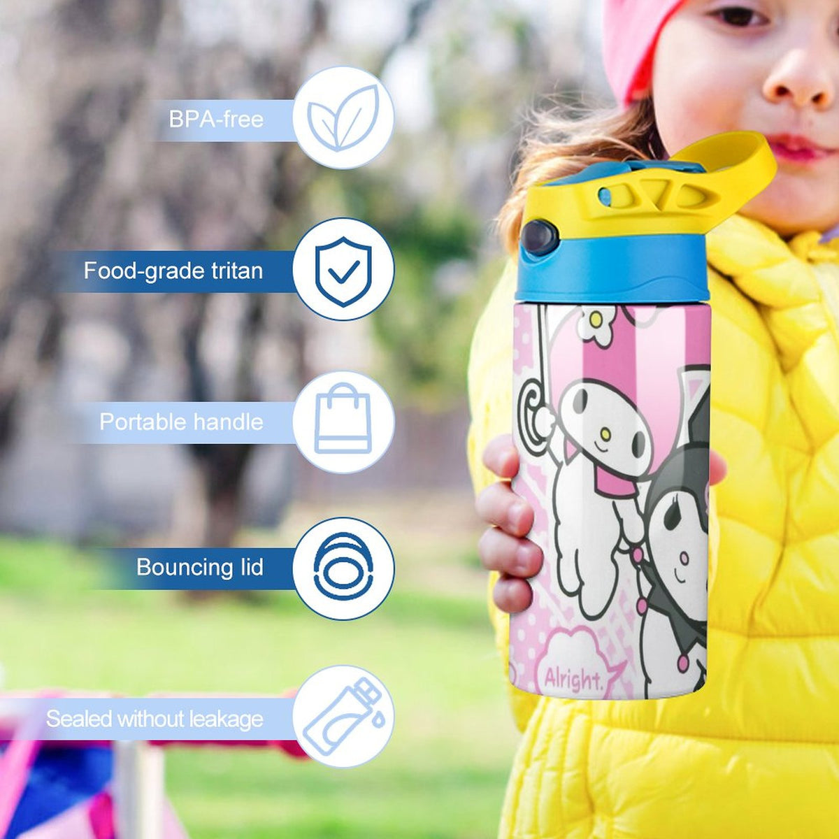 Stainless Steel Vacuum Insulated Water Bottle with Straw N3502