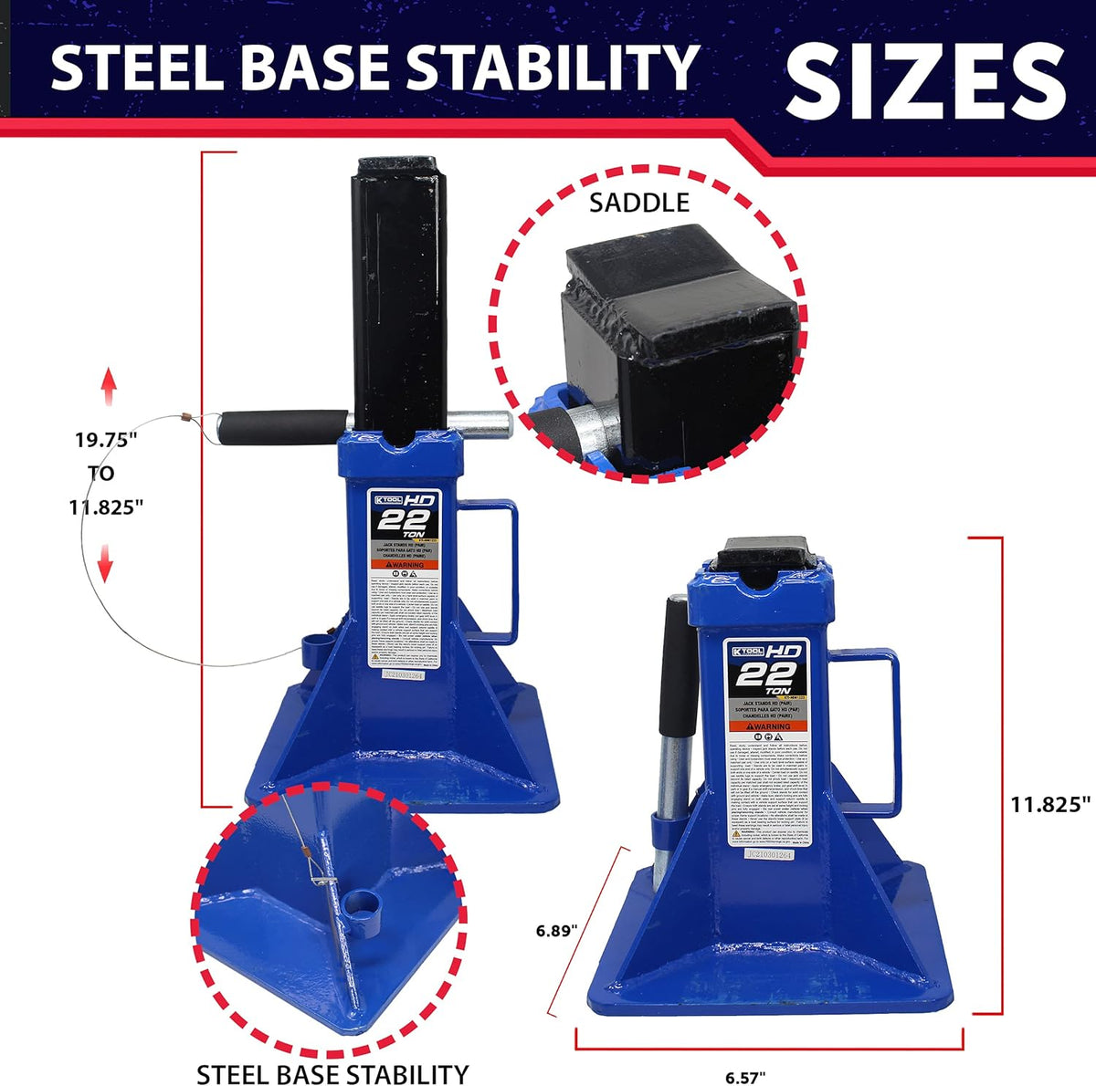 6 Ton Steel Jack Stands Pair P461