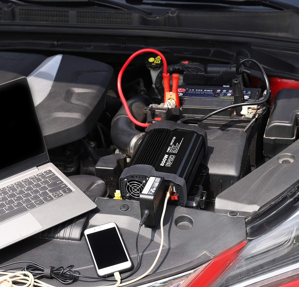 800W Power Inverter 12V DC to 110V AC Converter with Dual AC Outlets USB Ports M2429