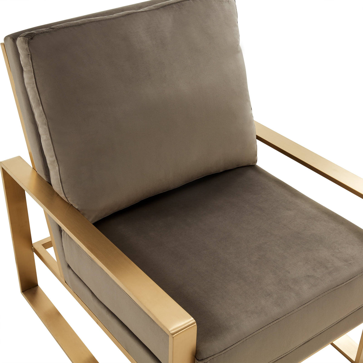 Beige Velvet Accent Armchair with Gold Frame U383