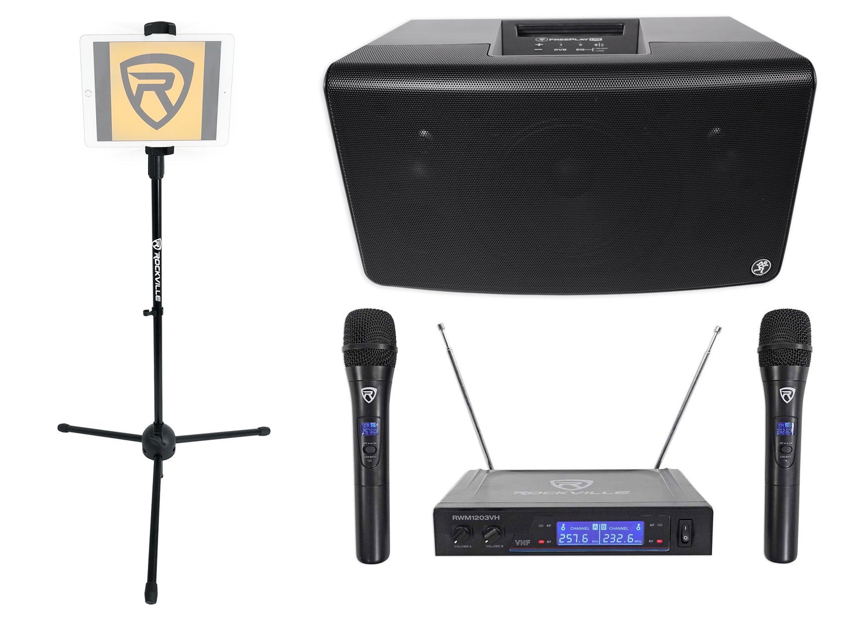 Bluetooth Karaoke Machine System with Stand and 2 Wireless Mics L463