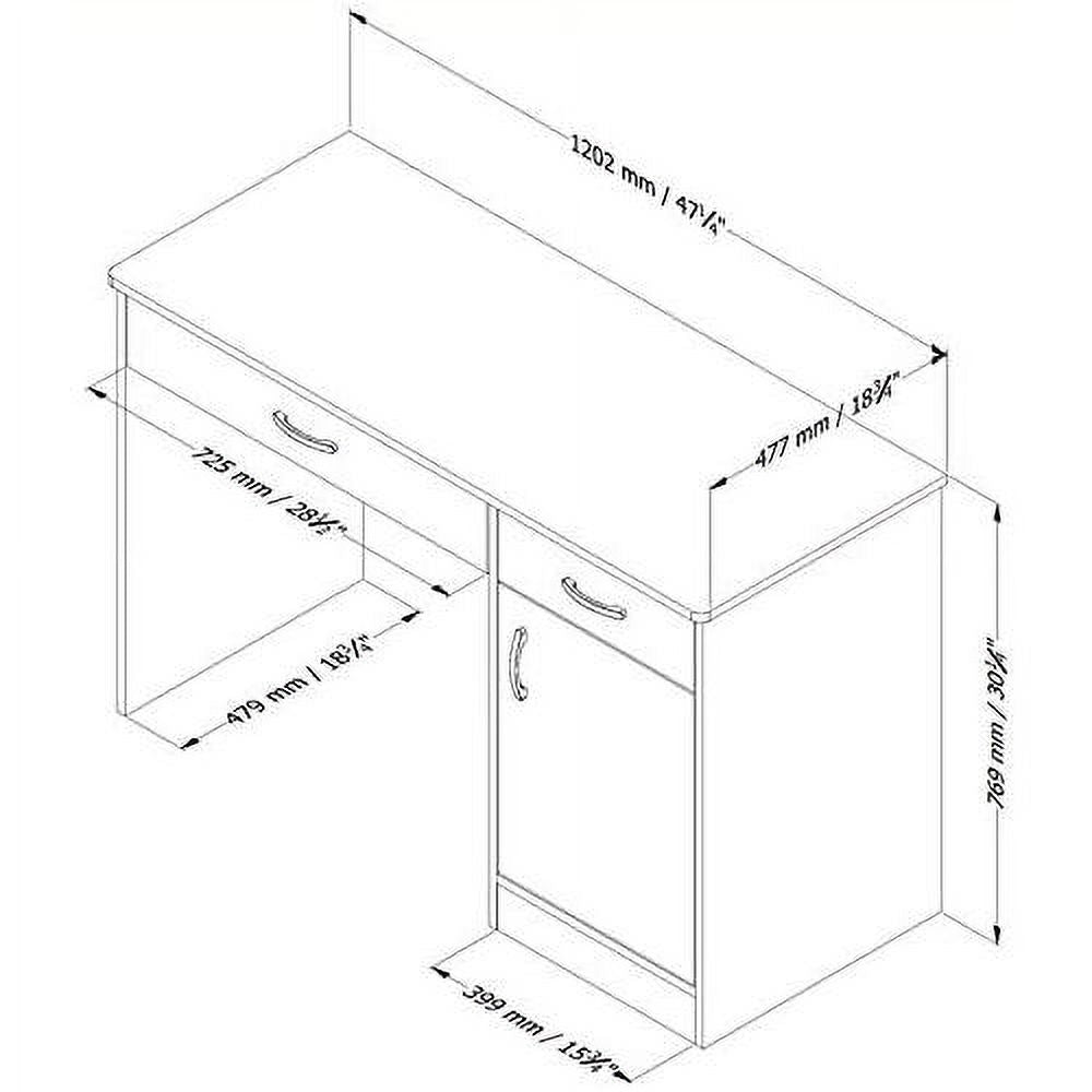 Black Wood Computer Desk with Keyboard Tray and Drawers X64965