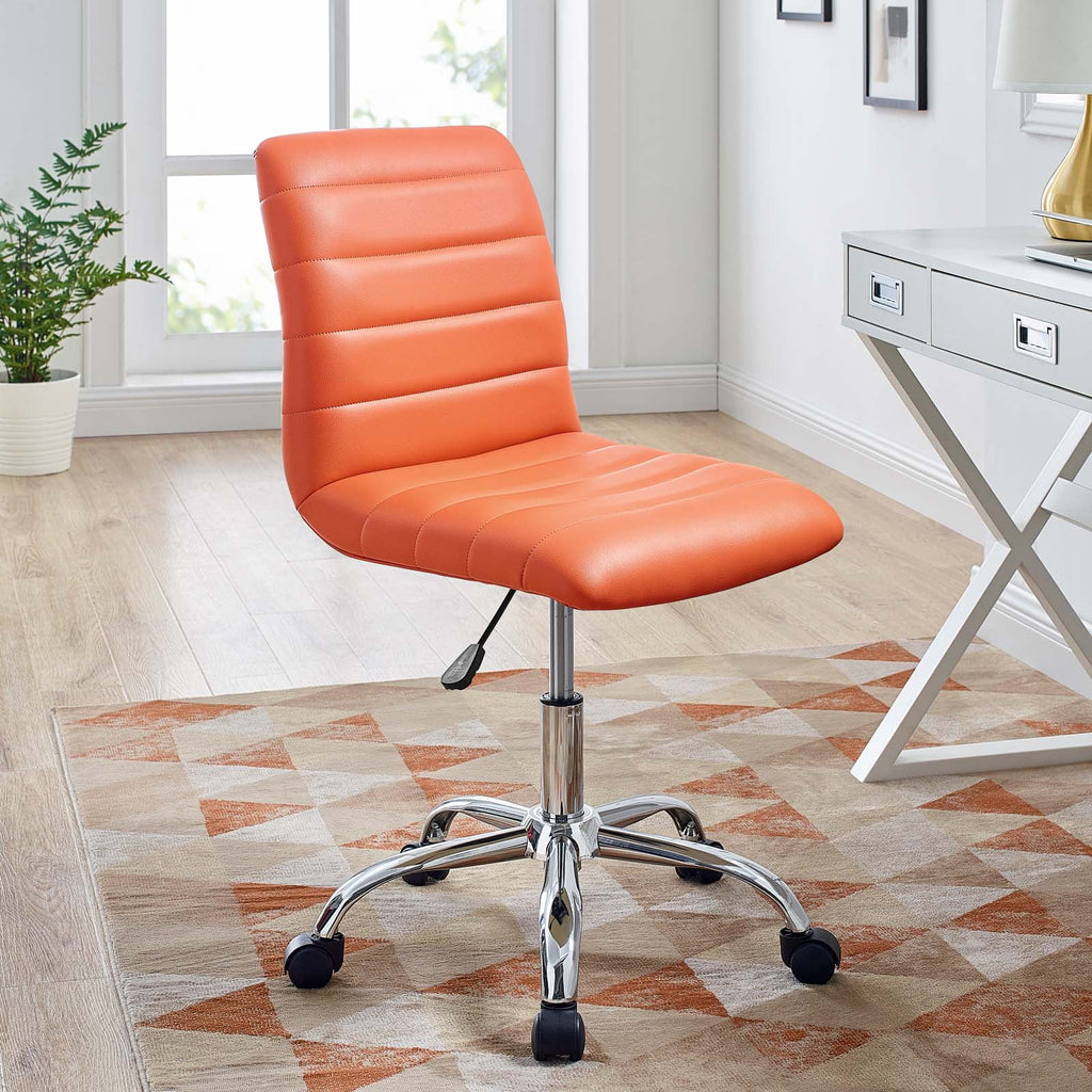 Orange Armless Mid Back Office Chair I698