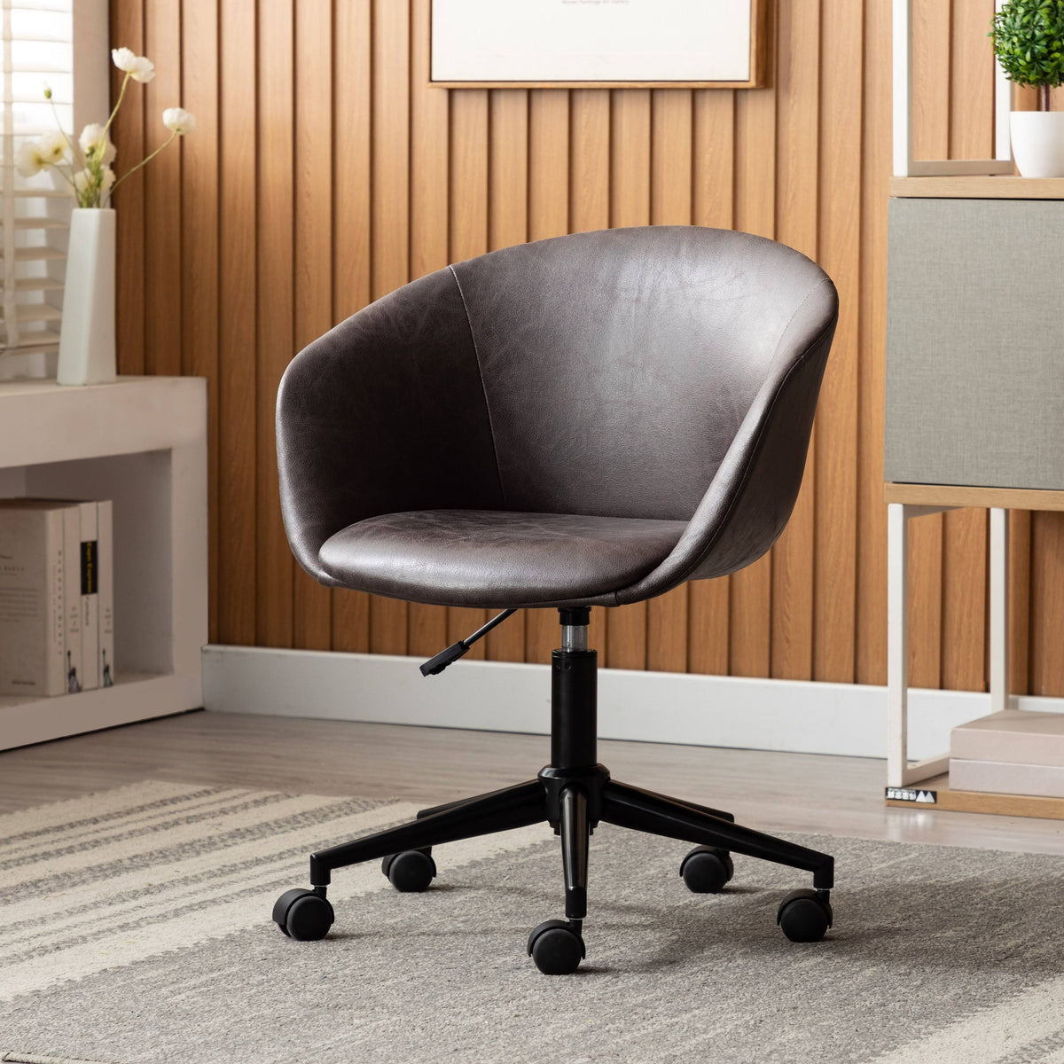 Modern Barrel Shaped Adjustable Swivel Office Chair - Black M194462