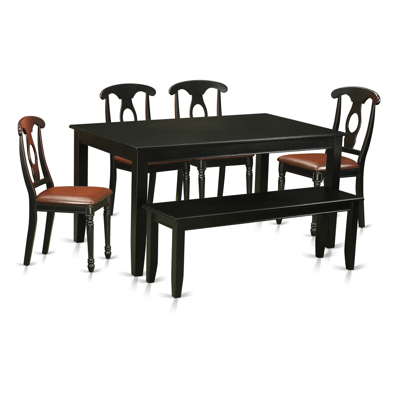 6 Piece Rectangular Dining Table Set with Faux Leather Chairs B6131