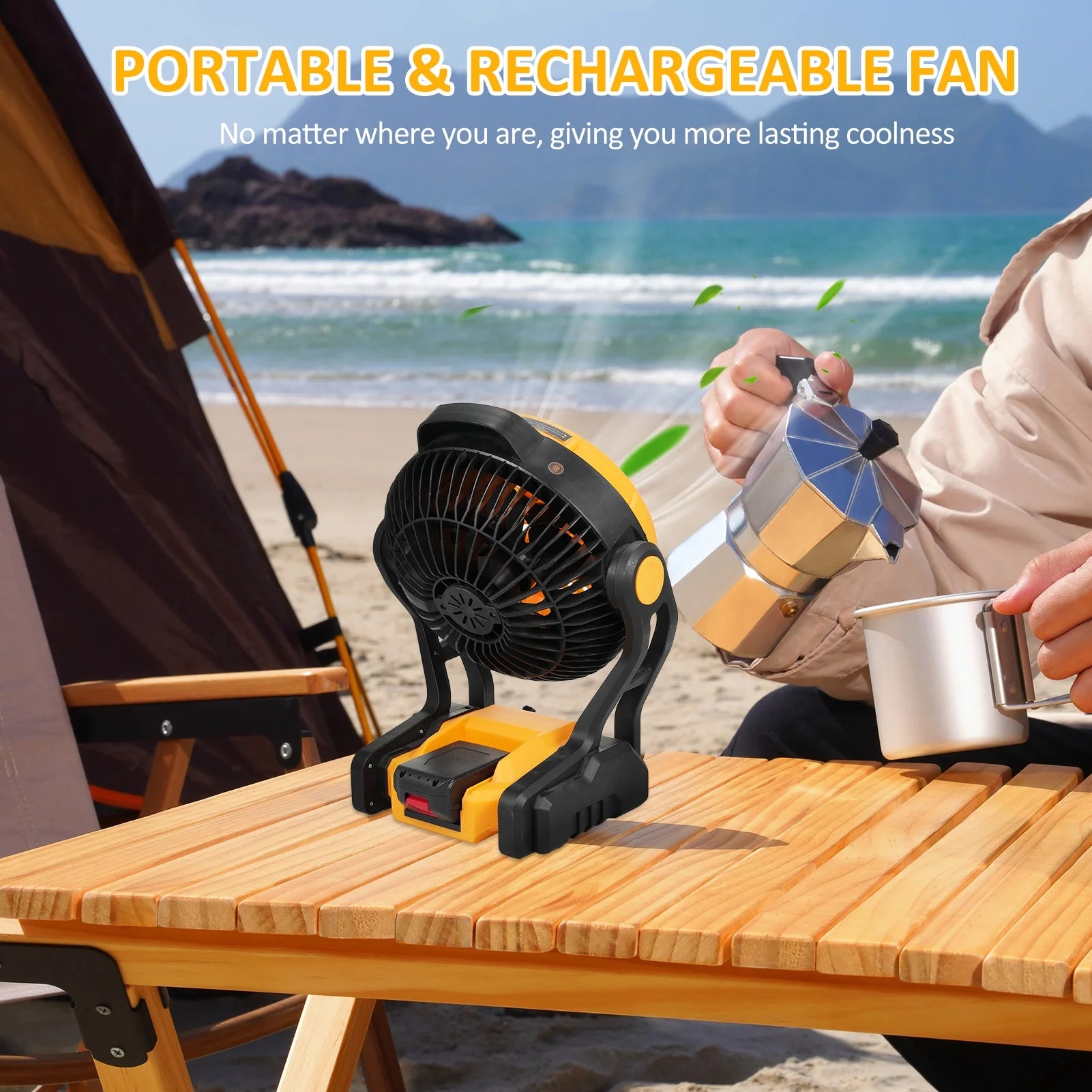 Rechargeable 8 Inch Camping Fan with LED Lantern W28562