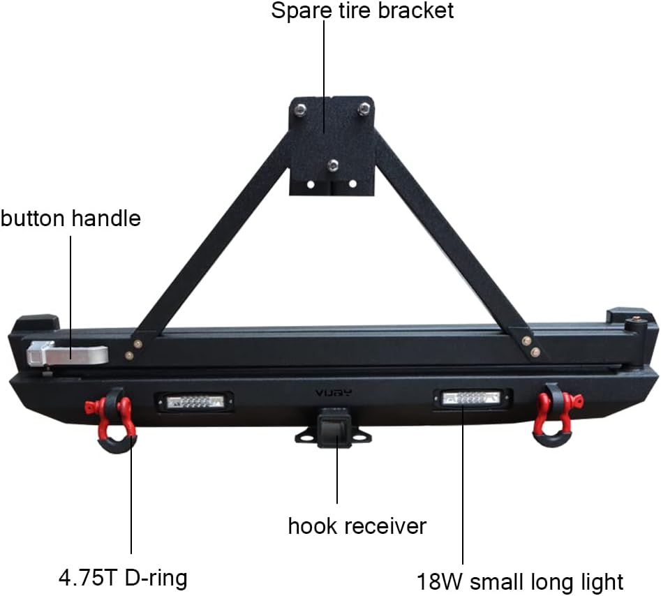 Front and Rear Bumper with LED Lights and Winch Plate and Tire Carrier X931859