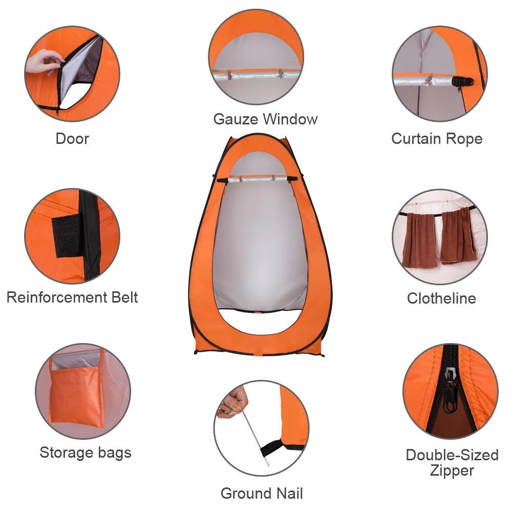 Orange Pop Up Shower Tent with Carrying Bag R847