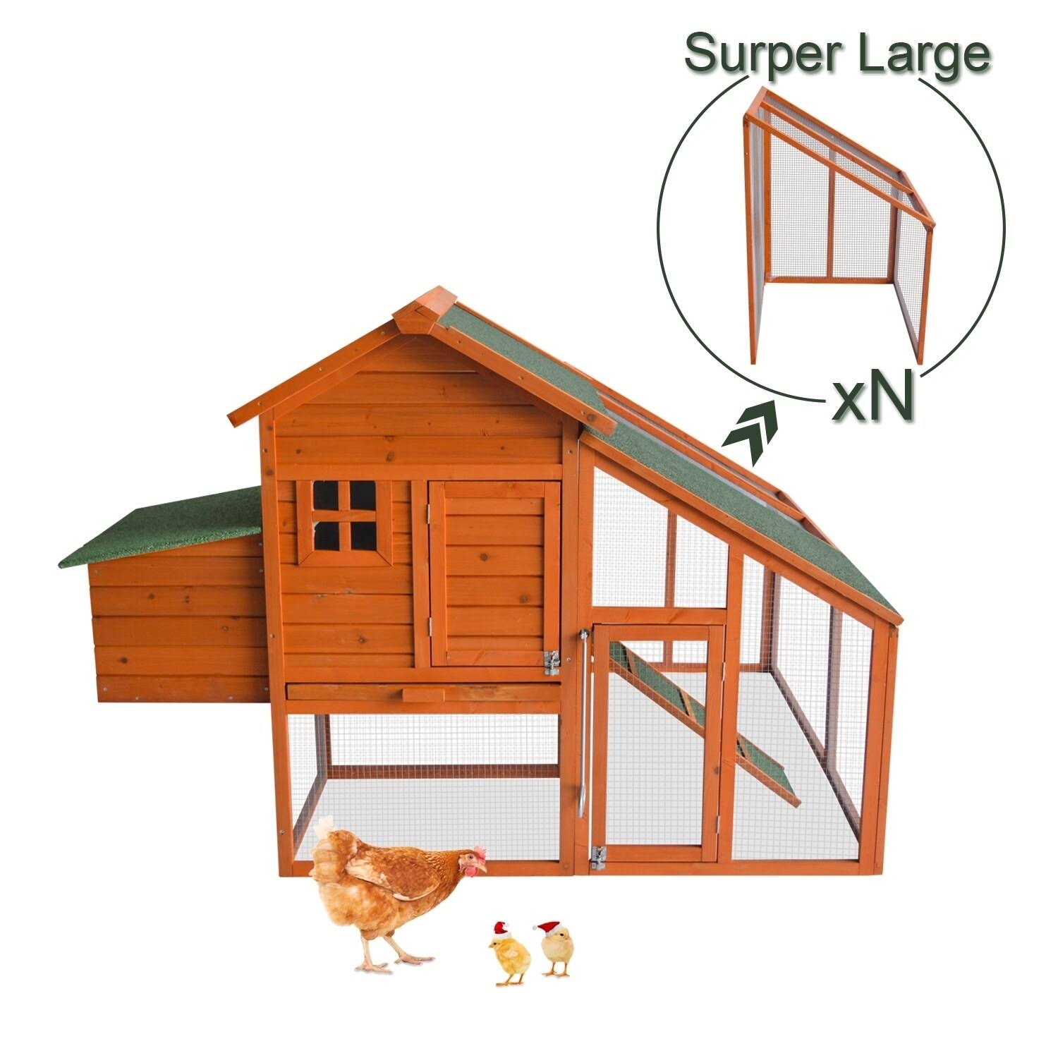 Large Wooden Chicken Coop with Outdoor Runs U403372