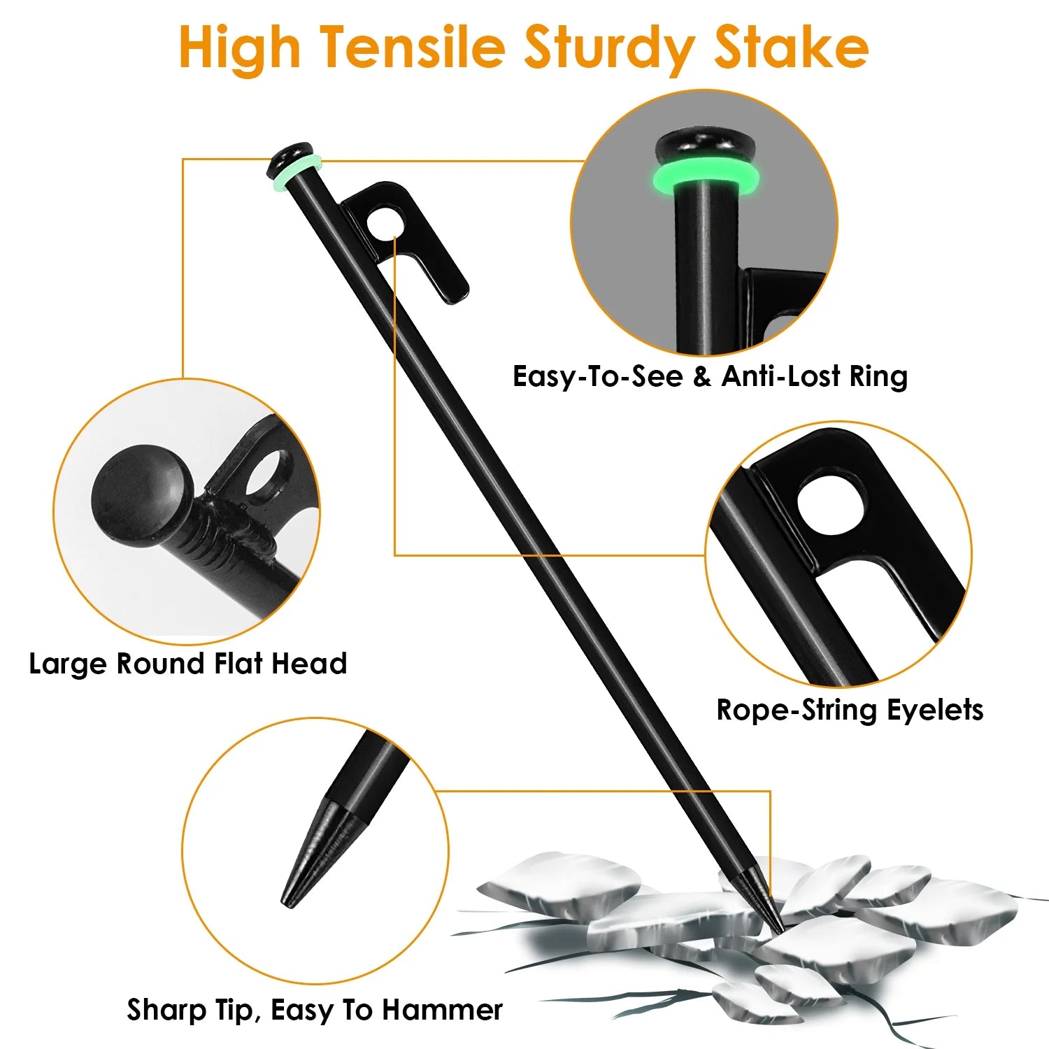 9.8ft Camping Tents Kit with Tent Pegs Reflective Rope D8012
