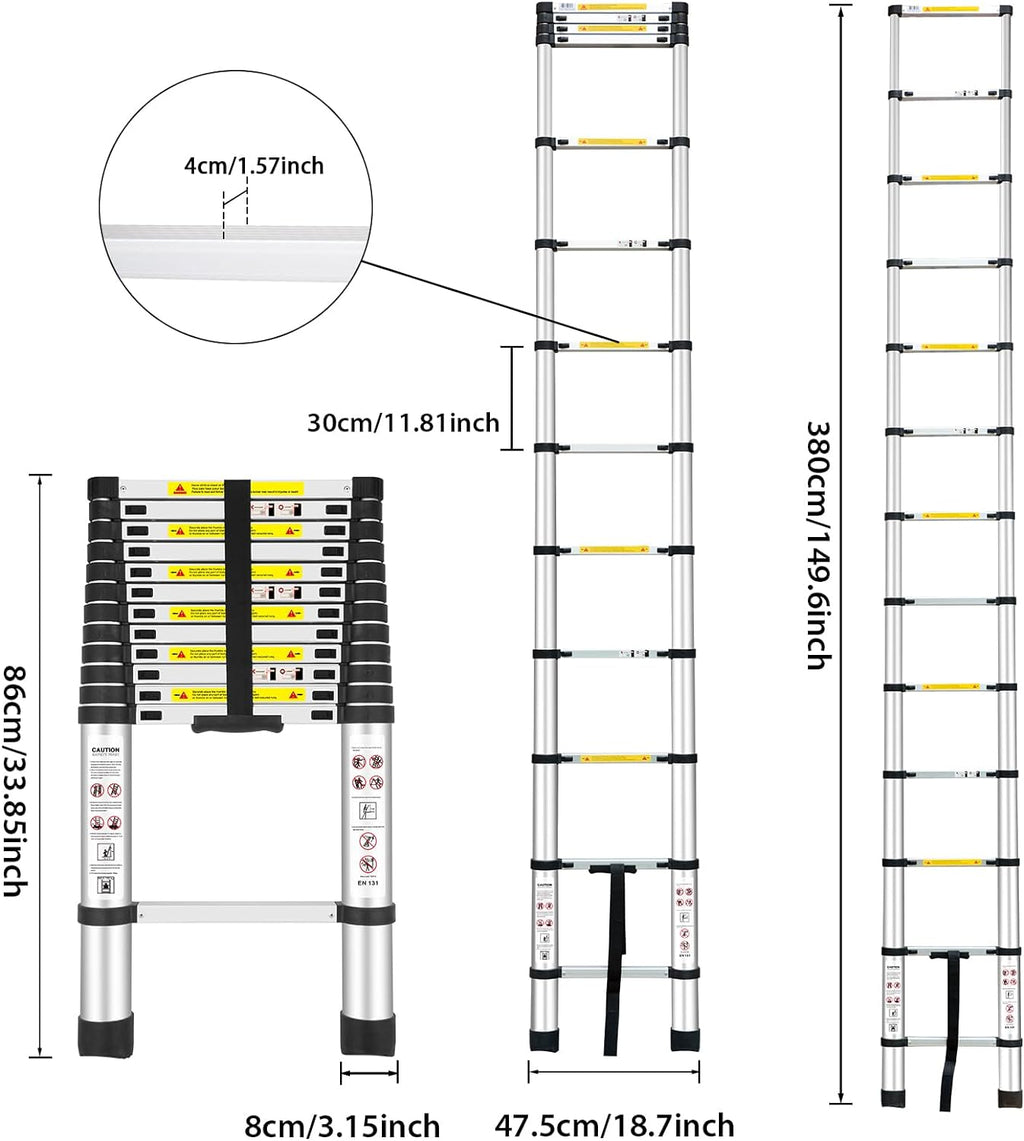12.5 FT Aluminum Telescoping Ladder W637