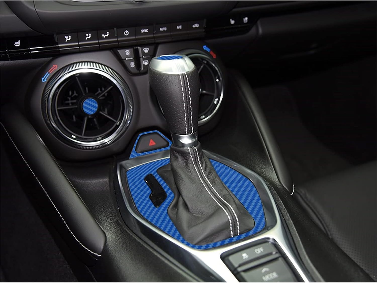 Carbon Fiber Texture Vinyl Wrap Center Console Dashboard Cover for Chevrolet Camaro 28PCS Blue O995138