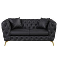 Black PU Upholstered Loveseat Sofa with Metal Legs O94779