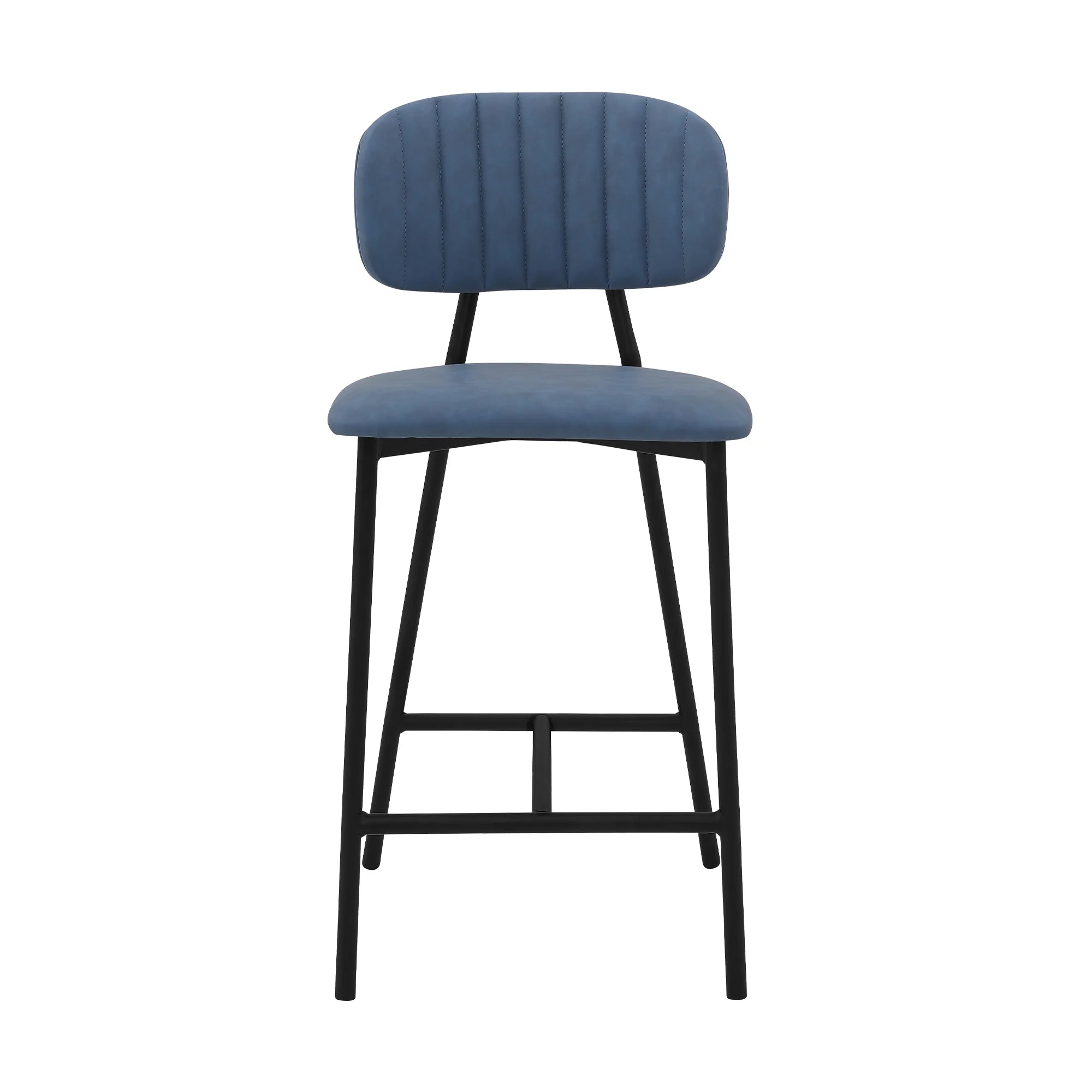 Faux Leather and Metal Counter Stool in Blue/Black Z58119