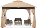 10x10 Outdoor Gazebo with Netting and Pole Coverings A84533