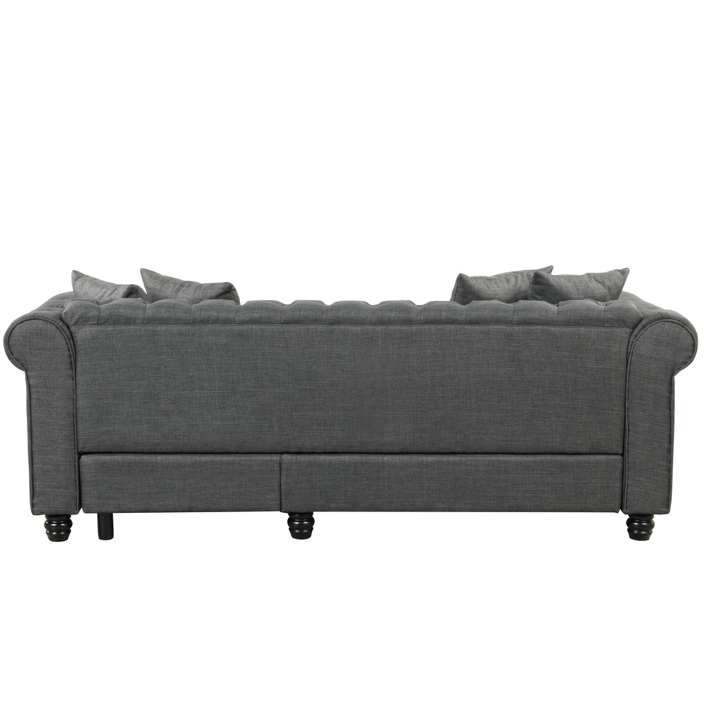Grey Linen Chesterfield Sofa L69669