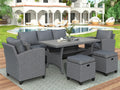 6pcs Outdoor Rattan Wicker Patio Furniture Set with Grey Cushion U884