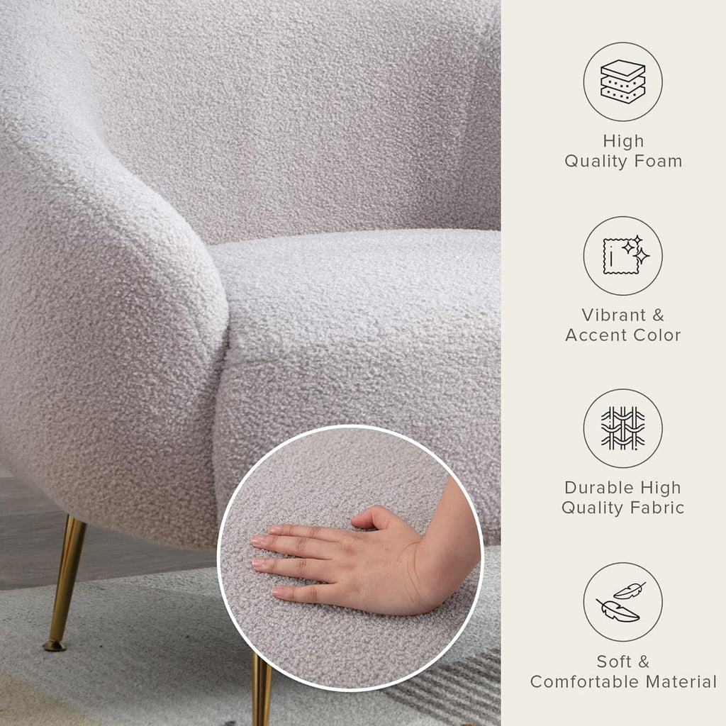Teddy Short Plush Particle Velvet Accent Chair With Ottoman A19509