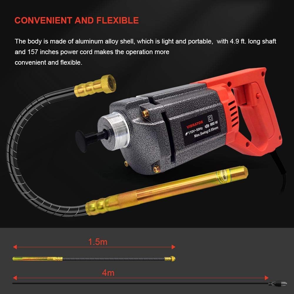 110V Hand Held Concrete Vibrator 4.9 Feet Shaft S704375