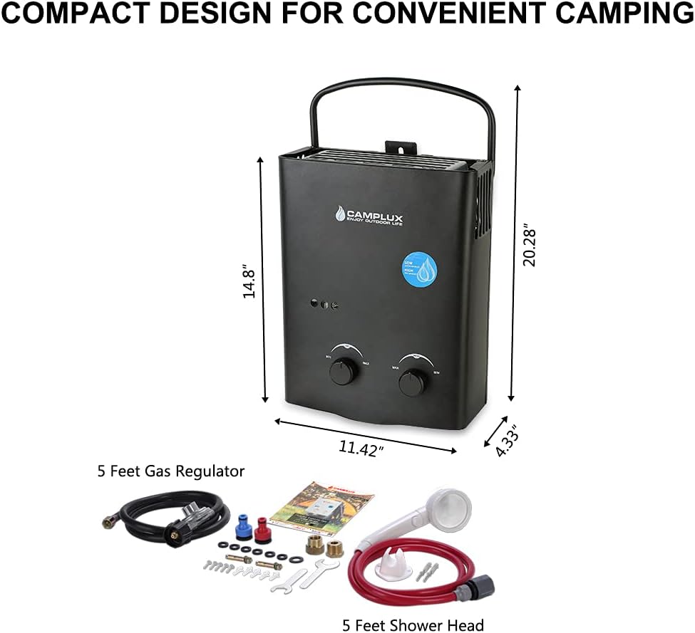 Black 1.32 GPM Outdoor Propane Portable Tankless Water Heater N697