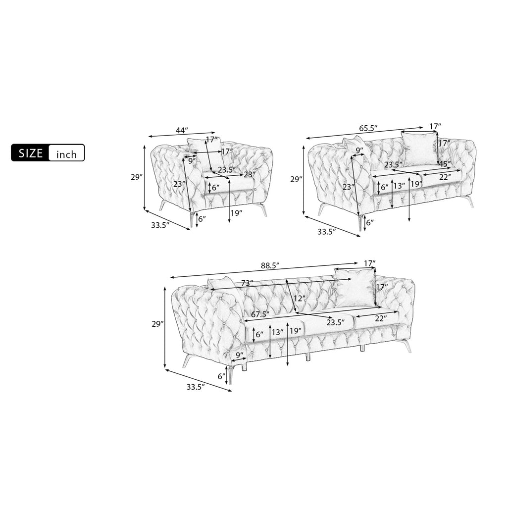 Black PU Upholstered Loveseat Sofa with Metal Legs O94779