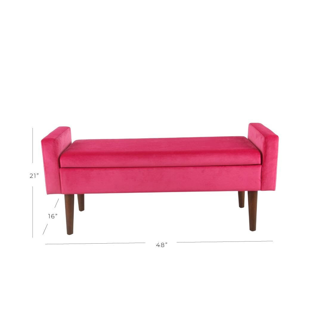 Pink Velvet Storage Bench E44326