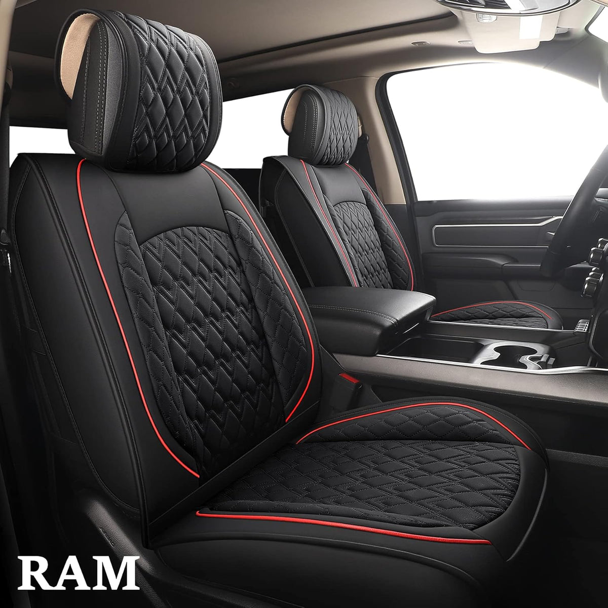 2 Pcs Front Waterproof Synthetic Leather Car Seat Covers O389183
