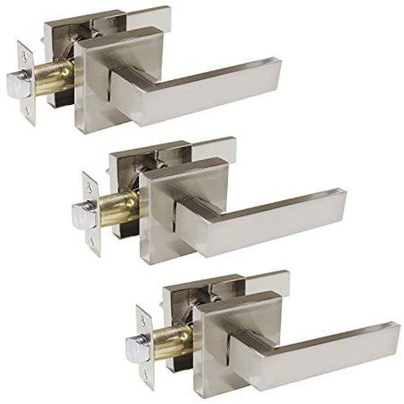 Satin Nickel Interior Door Levers with Keyless Lockset T18973