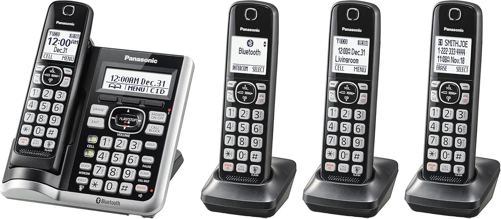 Black Cordless Phone System with 5 Handsets J17473
