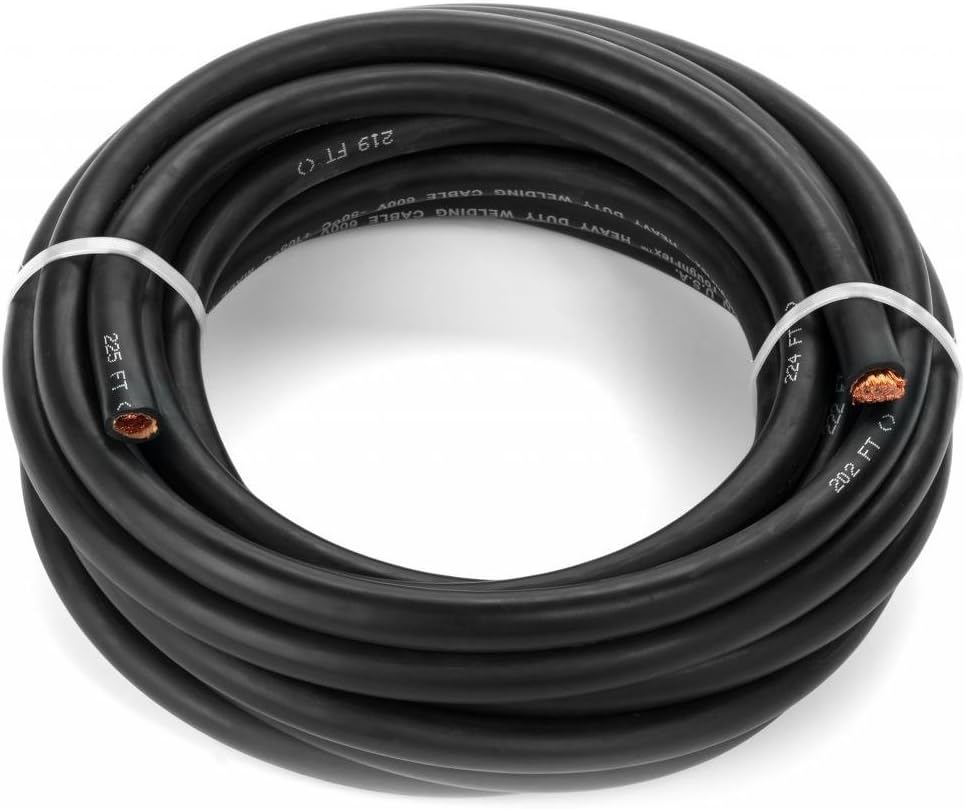 2/0 Gauge Extra Flexible Welding Cable 600 Volt Black 20 Feet S8386