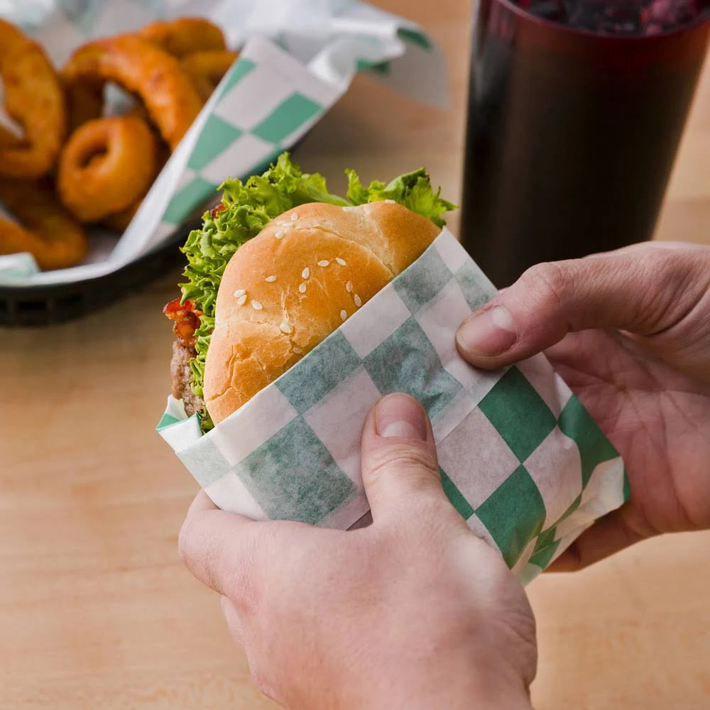 Green Check Deli Sandwich Wrap - 5000/Case F4138