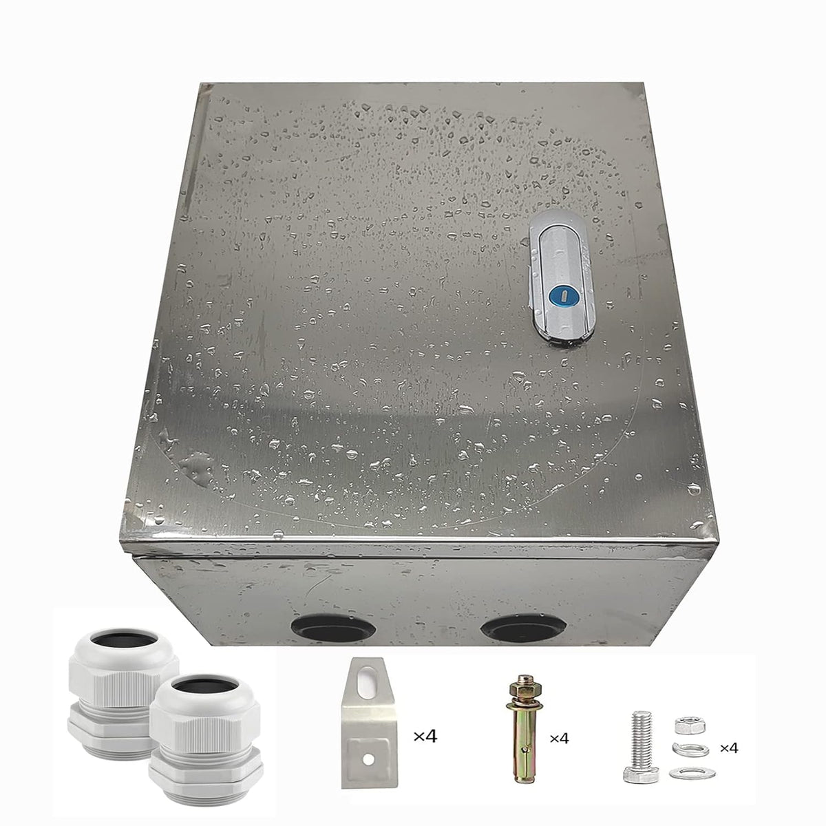 201 Stainless Steel IP64 Waterproof Metal Junction Box with Lock, 11.8"x 9.8"x 6.5", Pack of 2 Q928213