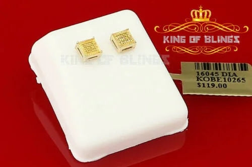 0.05ct Diamond Yellow 925 Sterling Silver Square Stud Earrings E3693