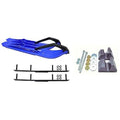 Blue XCS Snowmobile Skis with 4 inch Round Bars Complete Kit S397003