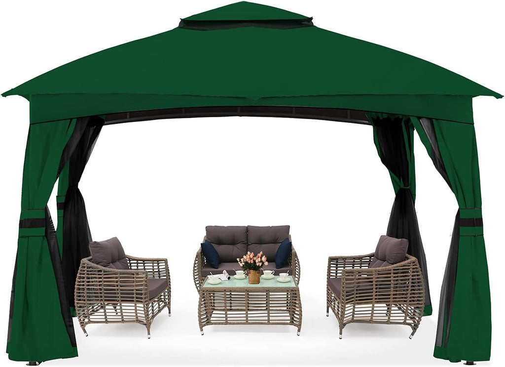 10x10 Outdoor Gazebo with Netting and Pole Coverings A84533