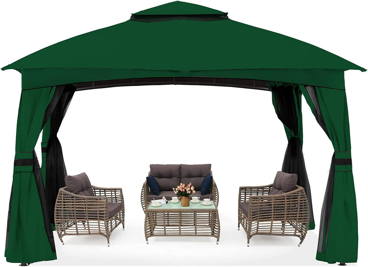 10x10 Outdoor Gazebo with Netting and Pole Coverings A84533