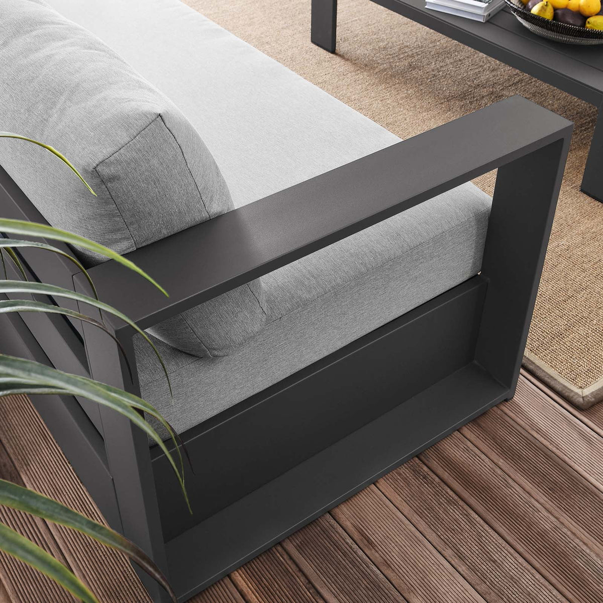 Grey Aluminum Fabric Outdoor Patio Sofa Table Set S50895