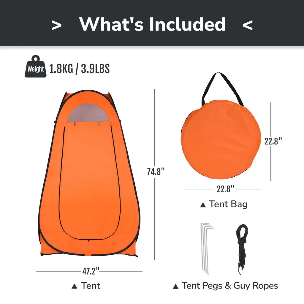 Orange Pop Up Shower Tent with Carrying Bag R847